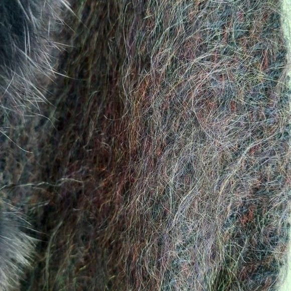 VINTAGE Purple Mohair Wool Suede & Fox Fur Sweater Sz M - Picture 9 of 12